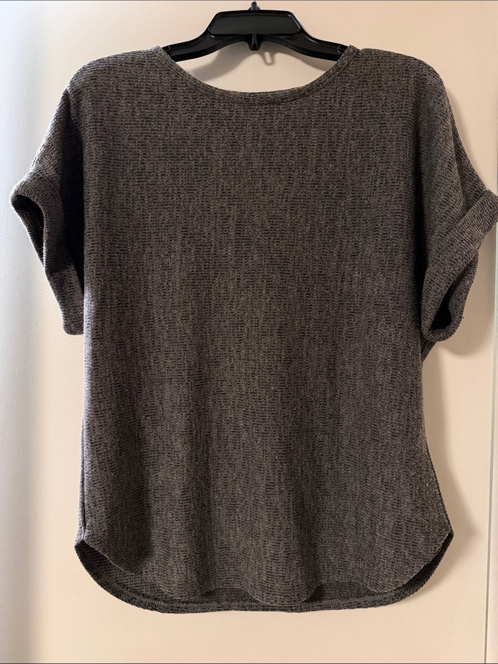 Max Studio Charcoal Gray Short-Sleeve Knit Sweater